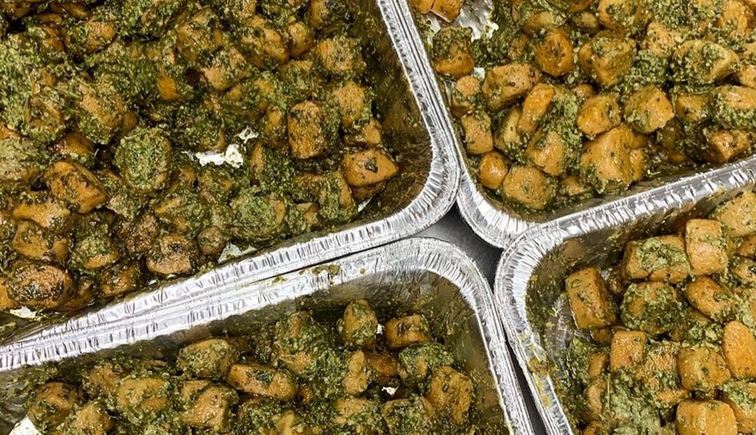 Sweet Potato Gnocchi with Kale and Walnut Basil Pesto