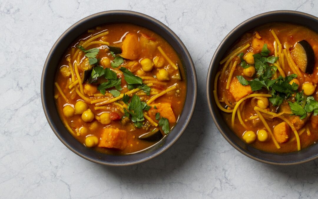 Chorba with Roasted Eggplant and Sweet Potatoes