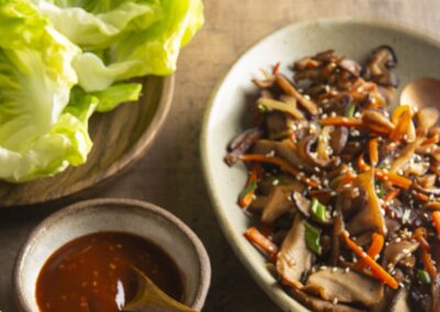 Mushroom “Bulgogi” Ssambap with Spicy Ssam Sauce