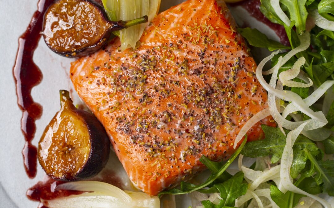 Baked Salmon with Sumac, Fennel, and Figs