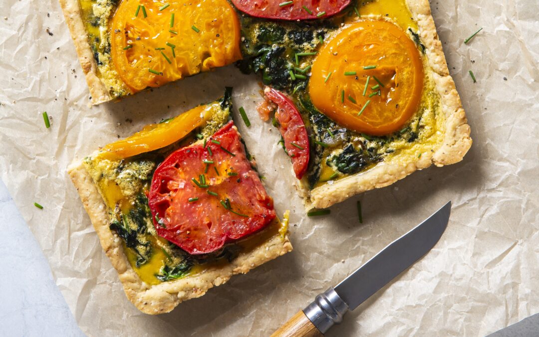 Stinging Nettle Tart with Breadnut Olive Oil Crust