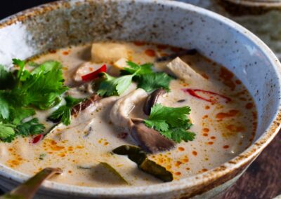 Tom Kha (Galangal Soup with Tofu and Mushrooms)